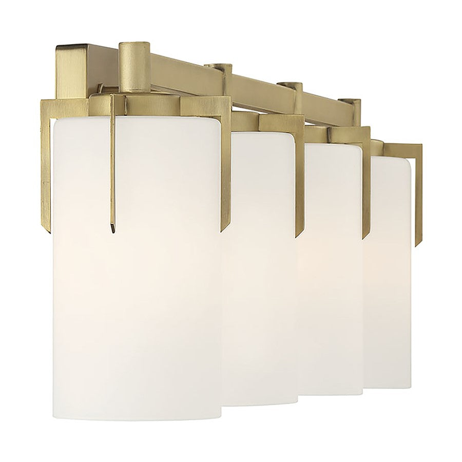 Millennium Froselle 4Lt Bathroom Vanity Light, Brass/White Frosted
