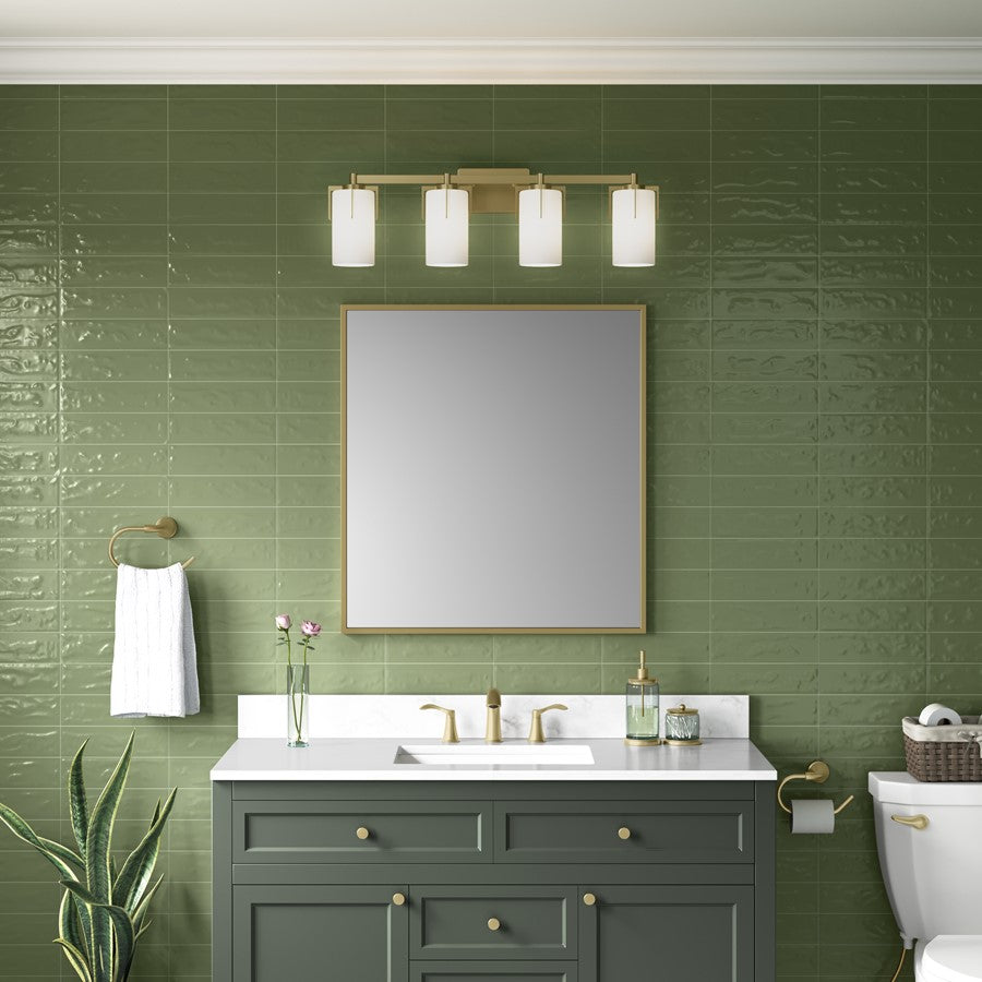 Millennium Froselle 4Lt Bathroom Vanity Light, Brass/White Frosted