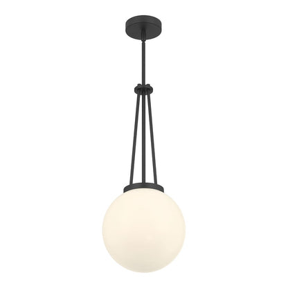 Millennium Lighting Vellin 1Lt Pendant, Matte Black/Shiny Opal - 65101-MB
