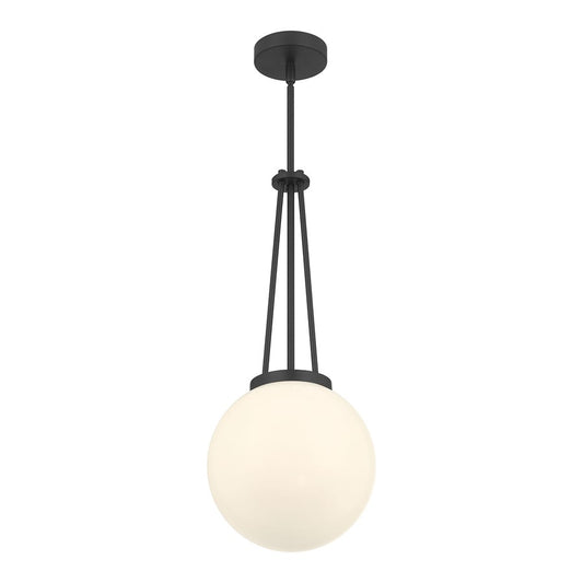Millennium Lighting Vellin 1Lt Pendant, Matte Black/Shiny Opal - 65101-MB