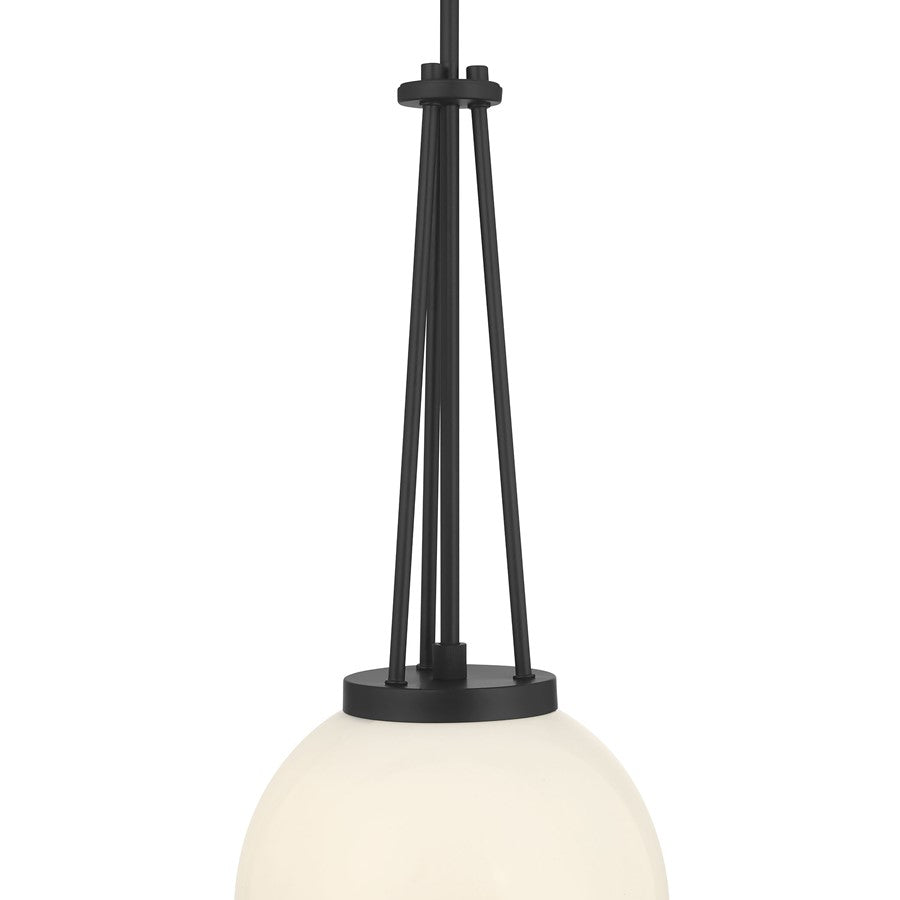 Millennium Lighting Vellin 1Lt Pendant, Matte Black/Shiny Opal