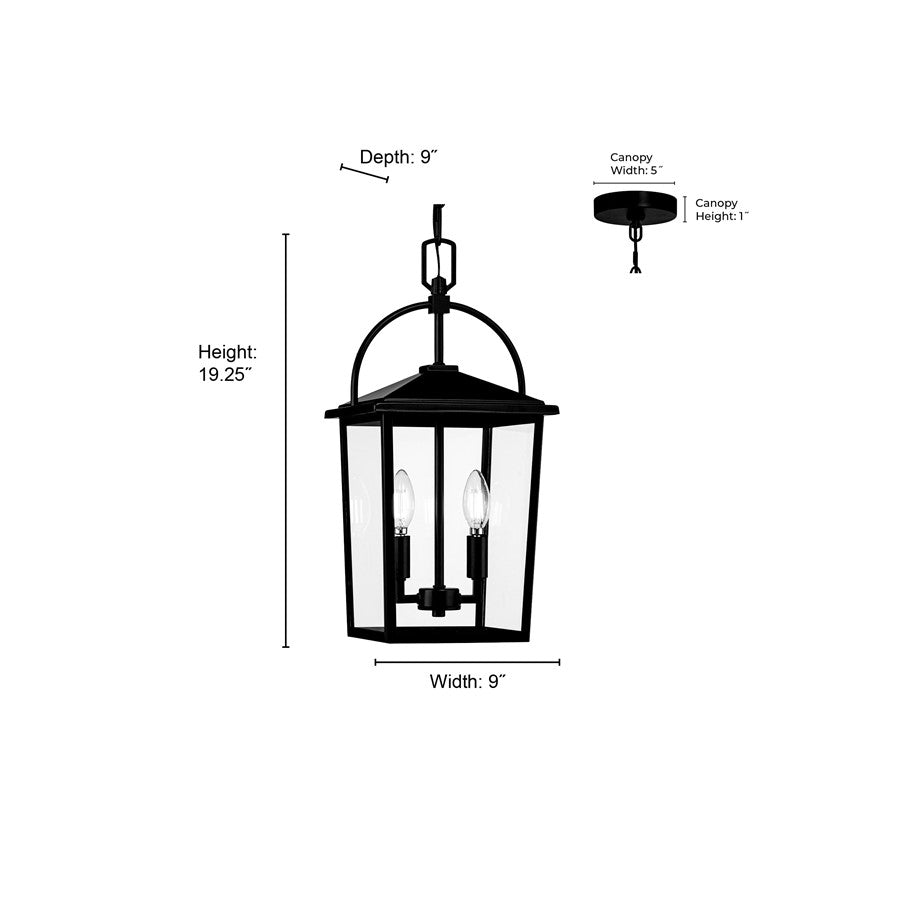 Millennium Lighting Strathden 2Lt Outdoor Pendant, Coated Black