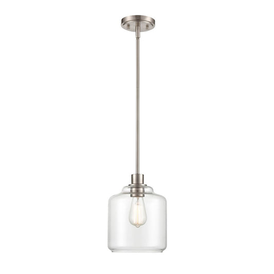 Millennium Asheville 1 Light 47.5" Semi-Flush Mount, Nickel/Clear
