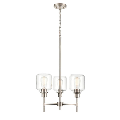 3 Light 29.5" Mini Pendant Light, Satin Nickel