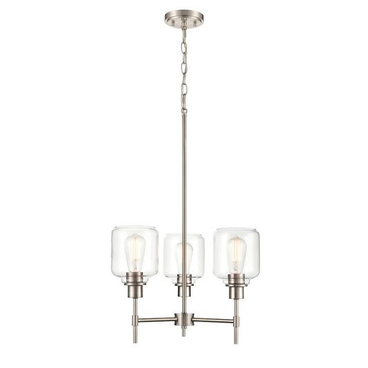 3 Light 29.5" Mini Pendant Light, Satin Nickel