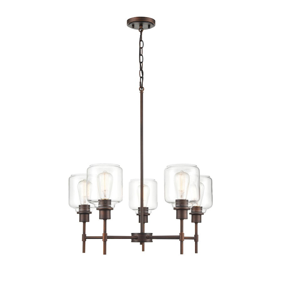 5 Light 29.5" Mini Pendant, Rubbed Bronze