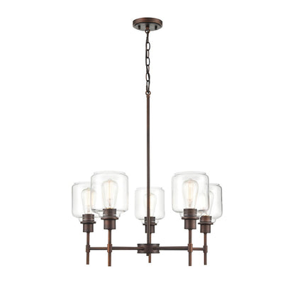 5 Light 29.5" Mini Pendant, Rubbed Bronze