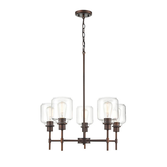 5 Light 29.5" Mini Pendant, Rubbed Bronze