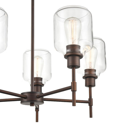 5 Light 29.5" Mini Pendant, Rubbed Bronze