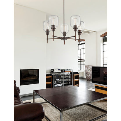5 Light 29.5" Mini Pendant, Rubbed Bronze