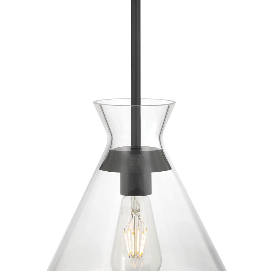 Millennium Lighting Amarella 1 Light 10" Pendant, Matte Black/Clear