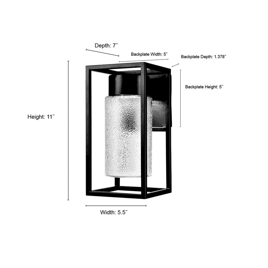Millennium Lighting Outdoor Wall Sconce, Powder Coated Black/Clear
