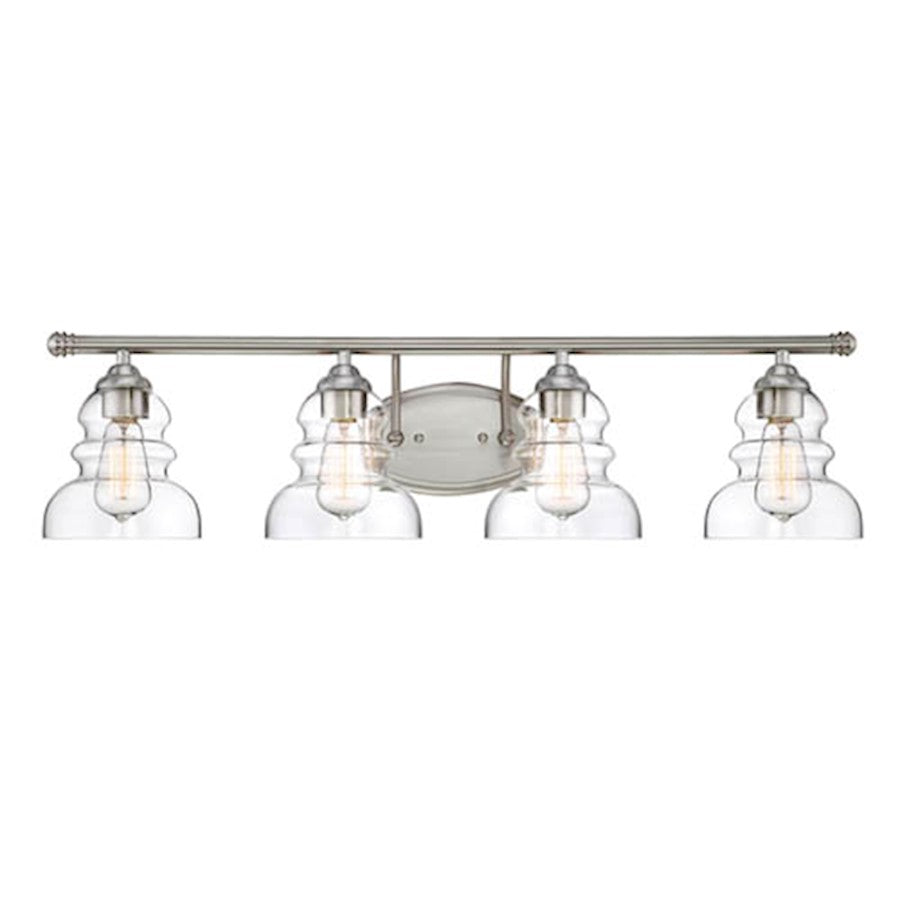 4 Light 8" Bathroom Vanity Light, Satin Nickel