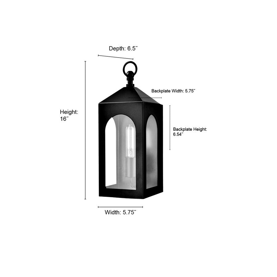 Millennium Lighting Bratton 1Lt Outdoor Wall Sconce, Black/Clear