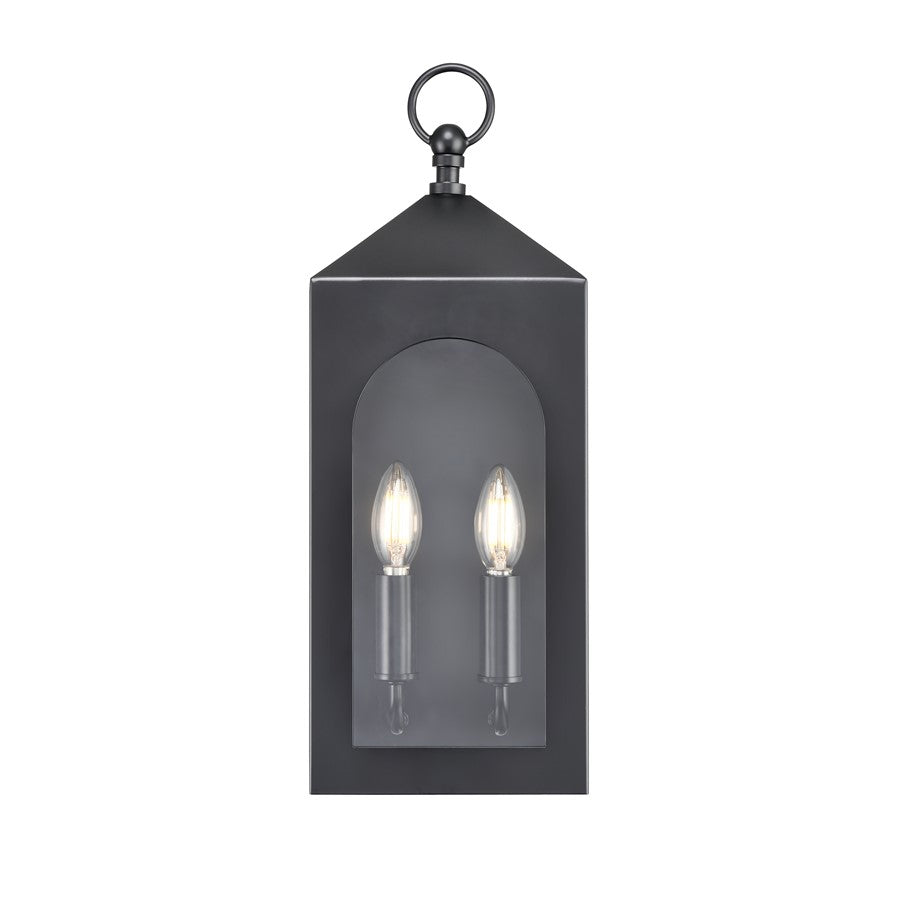 Millennium Lighting Bratton 2Lt 19" Outdoor Wall Sconce, Black/Clear - 7802-PBK