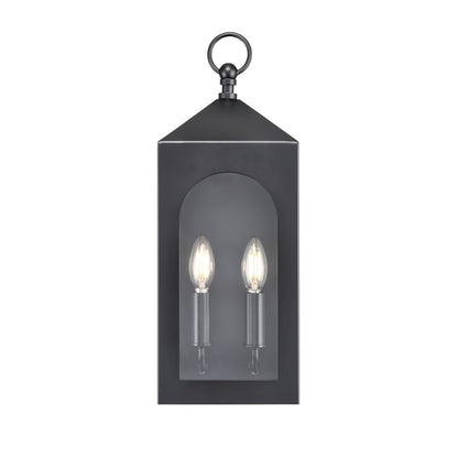 Millennium Lighting Bratton 2Lt 19" Outdoor Wall Sconce, Black/Clear - 7802-PBK