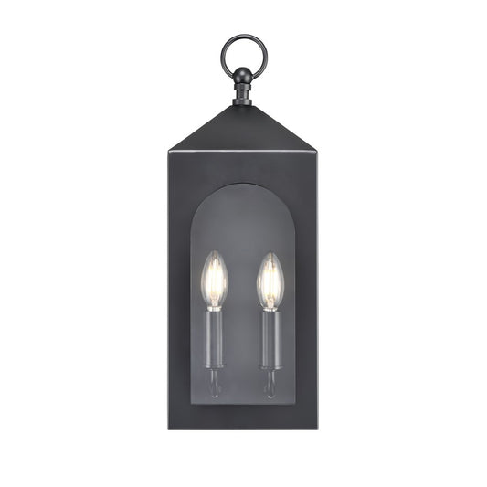 Millennium Lighting Bratton 2Lt 19" Outdoor Wall Sconce, Black/Clear - 7802-PBK