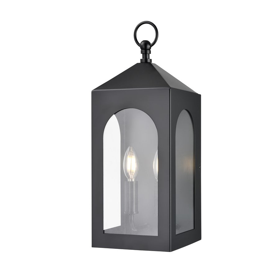 Millennium Lighting Bratton 2Lt 19" Outdoor Wall Sconce, Black/Clear