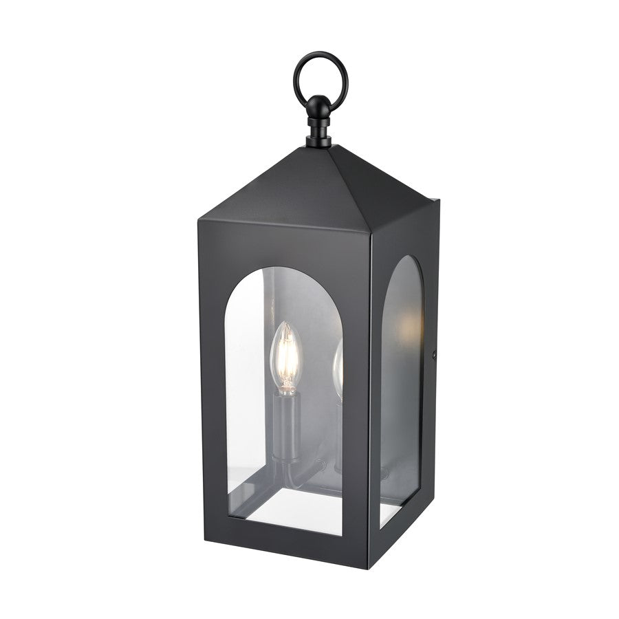 Millennium Lighting Bratton 2Lt 19" Outdoor Wall Sconce, Black/Clear