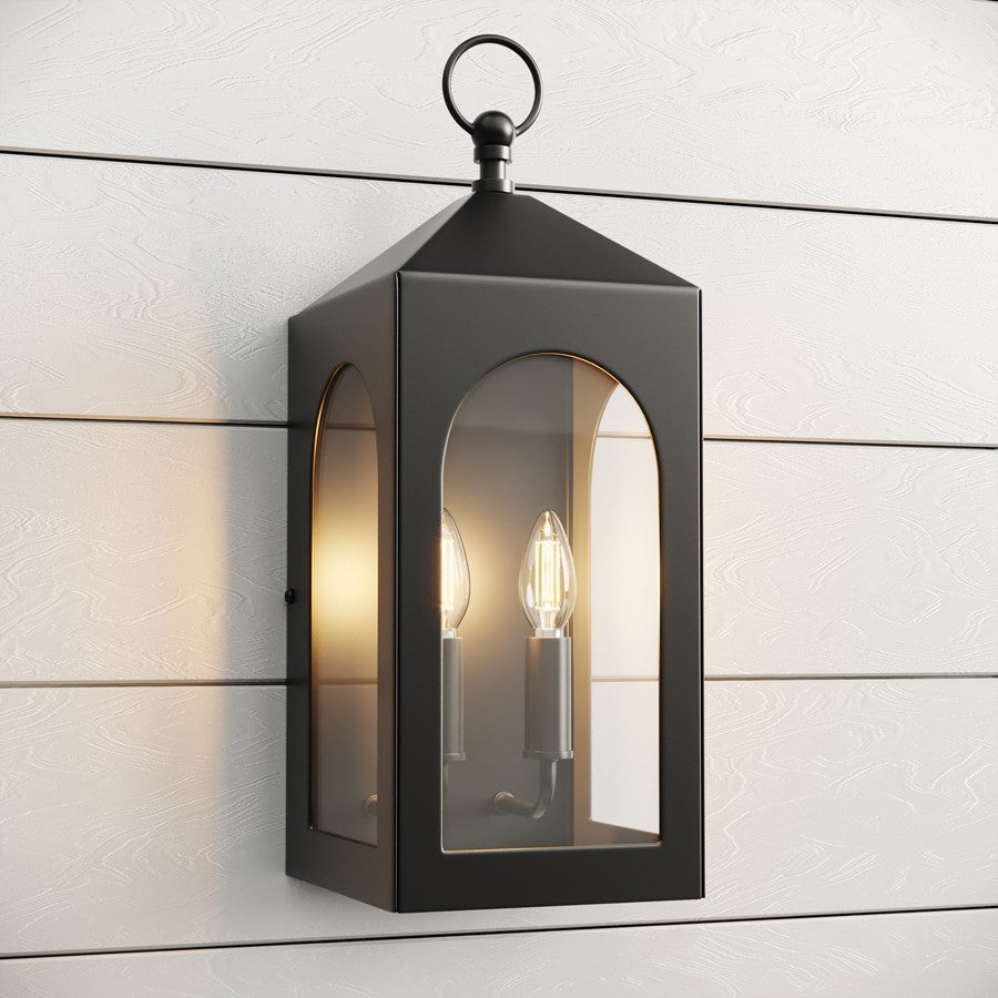 Millennium Lighting Bratton 2Lt 19" Outdoor Wall Sconce, Black/Clear