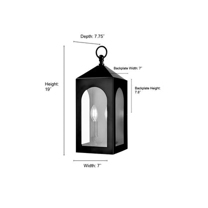 Millennium Lighting Bratton 2Lt 19" Outdoor Wall Sconce, Black/Clear