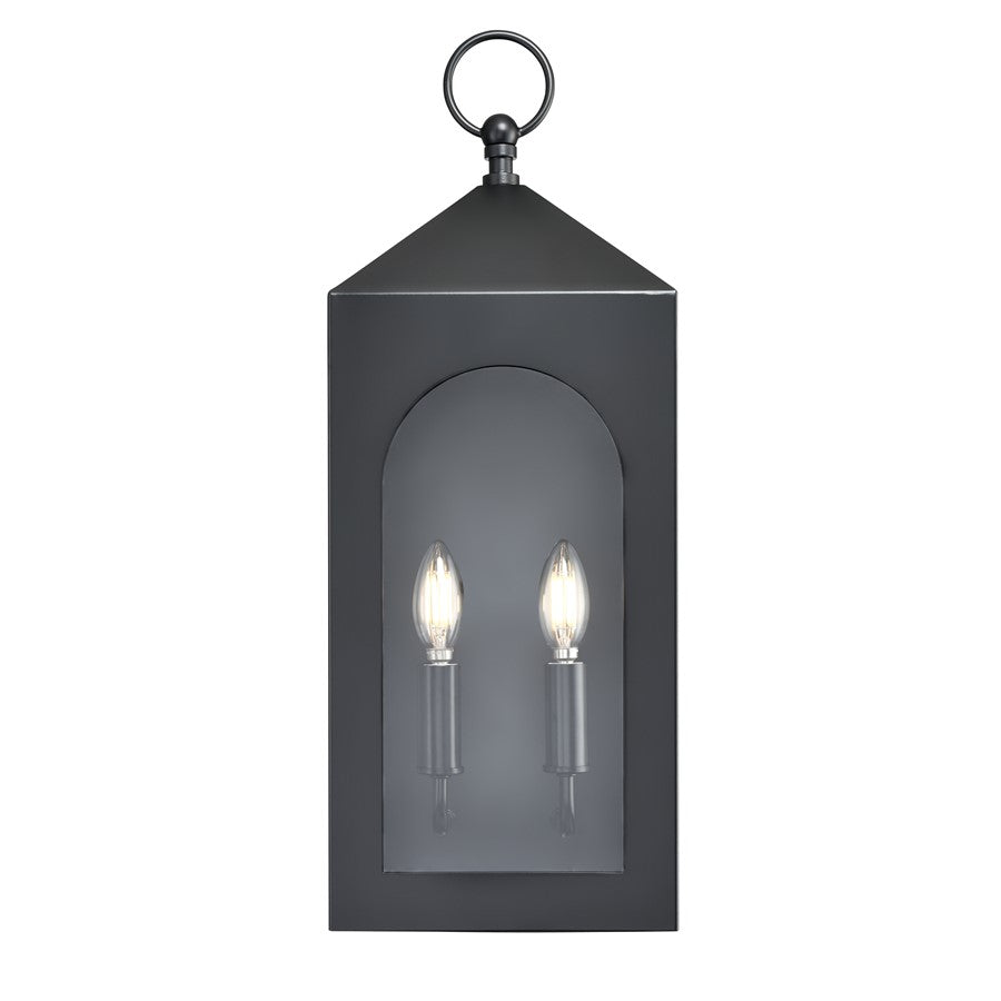 Millennium Lighting Bratton 2Lt 23" Outdoor Wall Sconce, Black/Clear - 7812-PBK