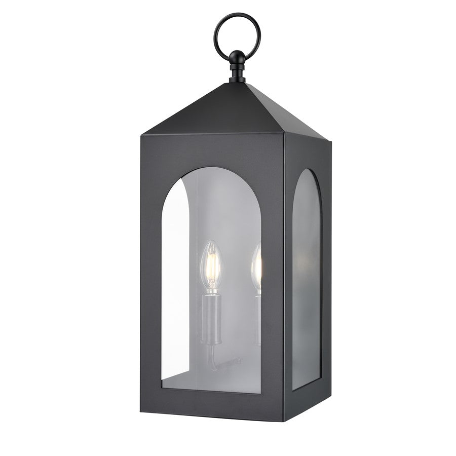 Millennium Lighting Bratton 2Lt 23" Outdoor Wall Sconce, Black/Clear