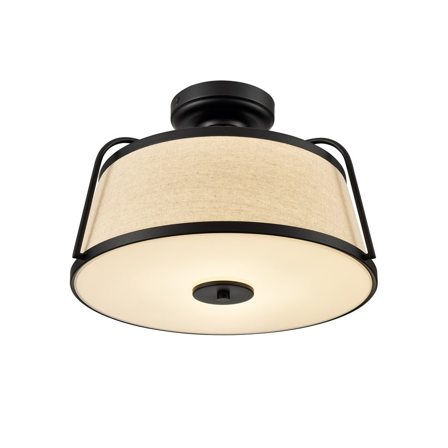 Millennium Selectable LED Semi-Flush Mount, Black/White Linen