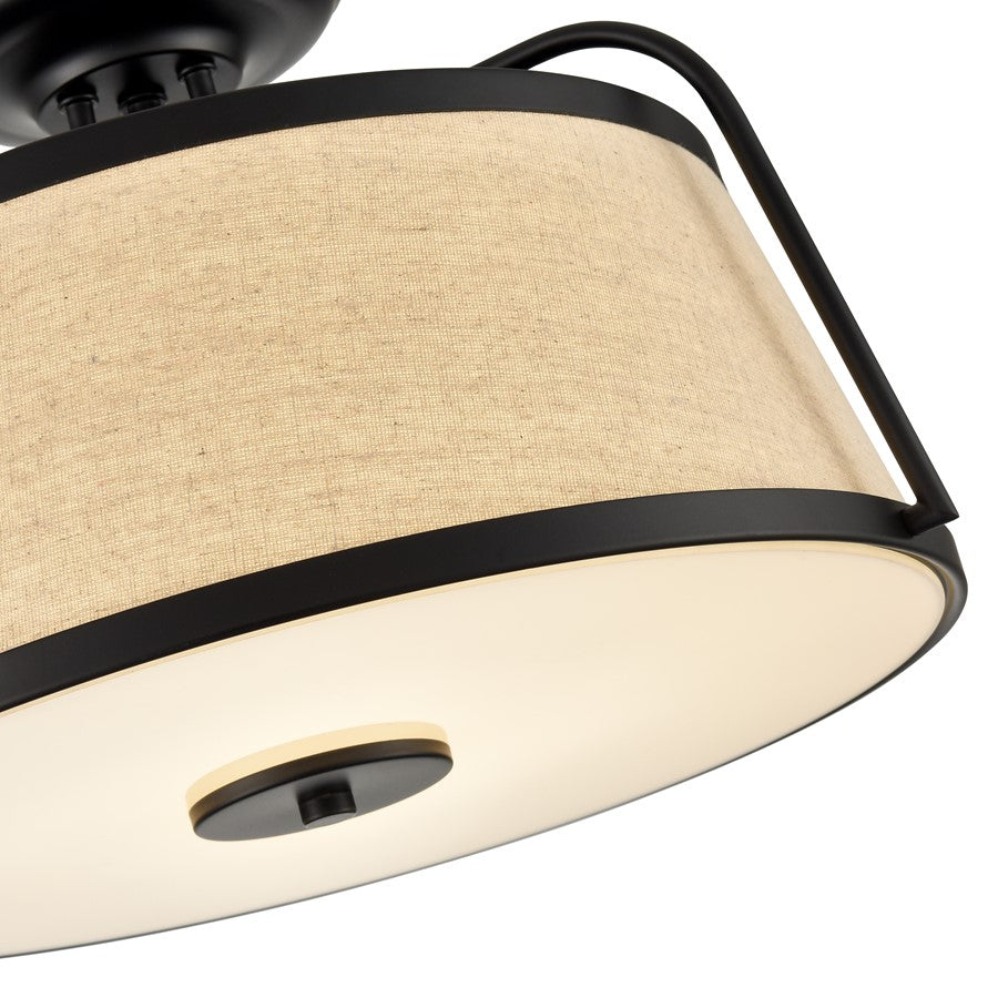 Millennium Selectable LED Semi-Flush Mount, Black/White Linen