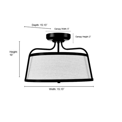 Millennium Selectable LED Semi-Flush Mount, Black/White Linen
