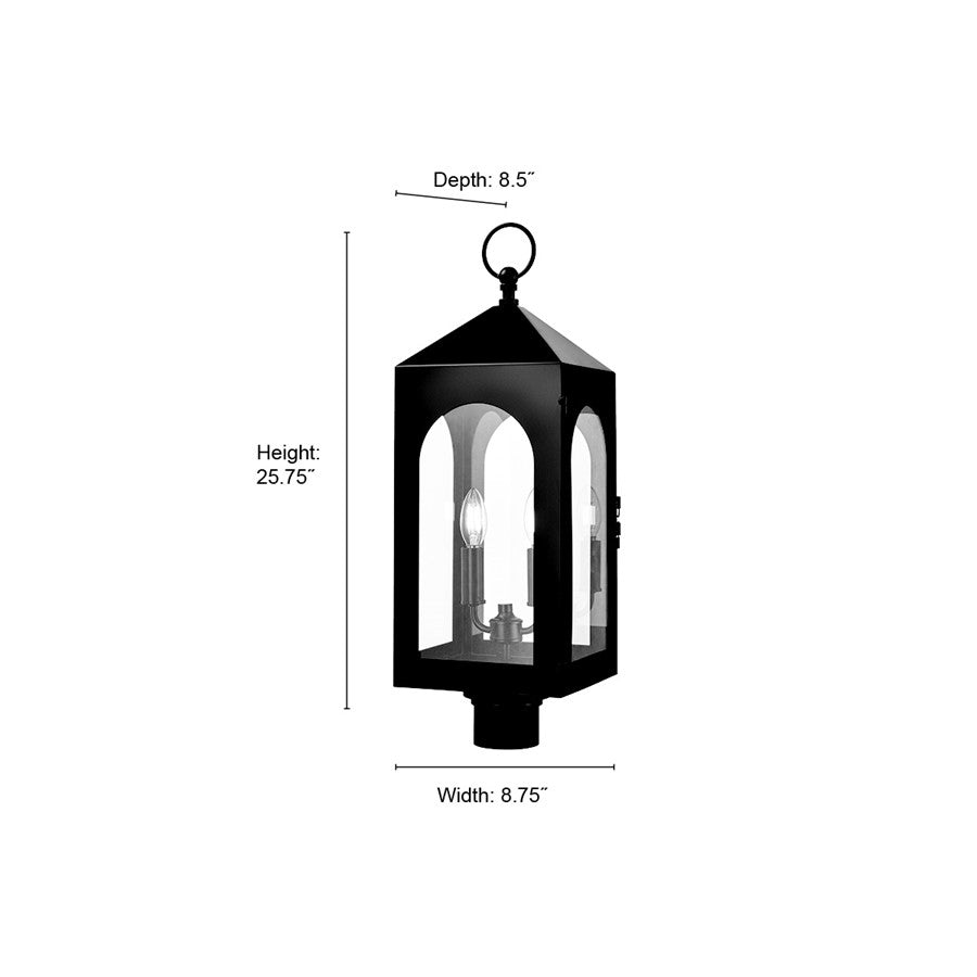 Millennium Lighting Bratton 2Lt Outdoor Post Light, Black/Clear
