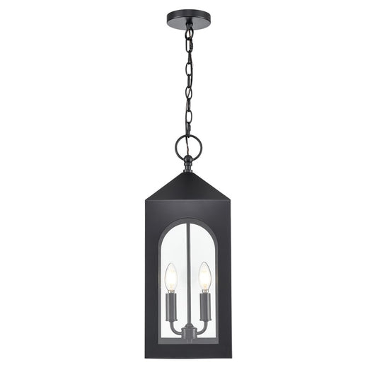 Millennium Lighting Bratton 2Lt Outdoor Pendant, Coated Black/Clear - 7832-PBK