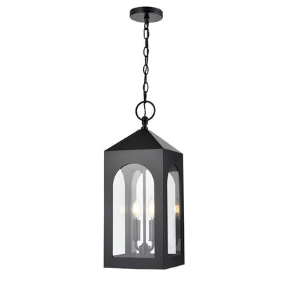 Millennium Lighting Bratton 2Lt Outdoor Pendant, Coated Black/Clear