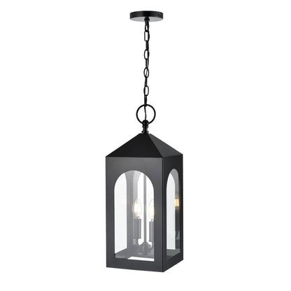 Millennium Lighting Bratton 2Lt Outdoor Pendant, Coated Black/Clear