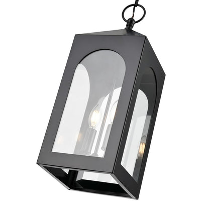 Millennium Lighting Bratton 2Lt Outdoor Pendant, Coated Black/Clear