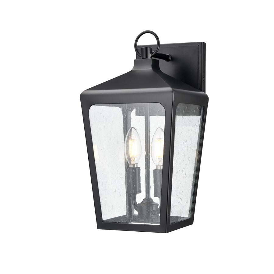Millennium Lighting Brooks 2Lt 15" Outdoor Wall Sconce, Black/Clear