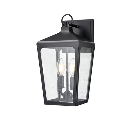 Millennium Lighting Brooks 2Lt 15" Outdoor Wall Sconce, Black/Clear