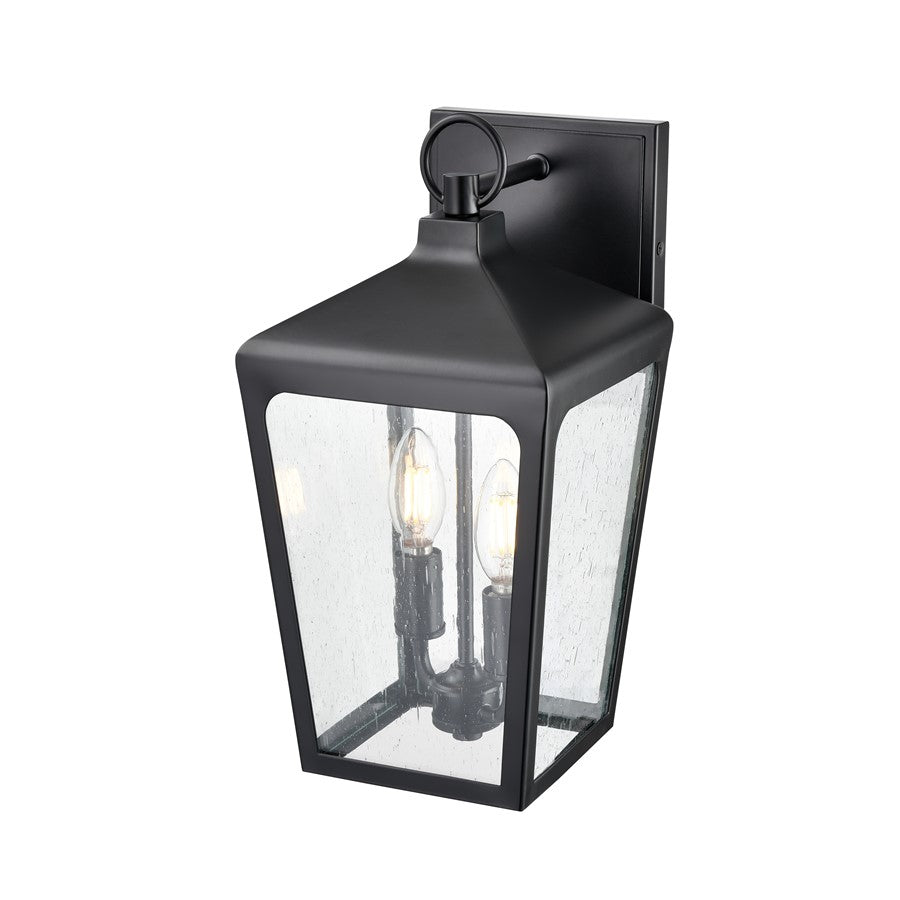 Millennium Lighting Brooks 2Lt 15" Outdoor Wall Sconce, Black/Clear