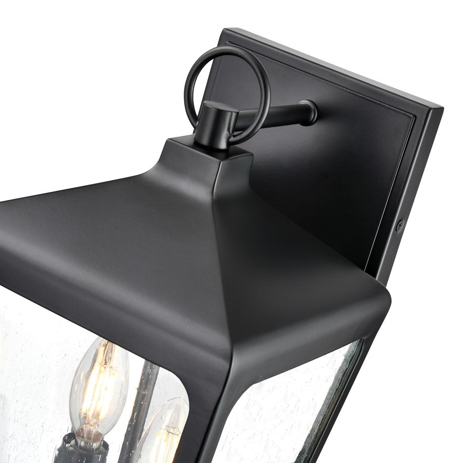 Millennium Lighting Brooks 2Lt 15" Outdoor Wall Sconce, Black/Clear