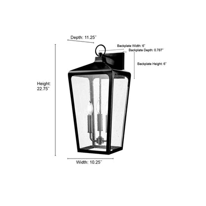 Millennium Lighting Brooks 3Lt Outdoor Wall Sconce, Black/Clear