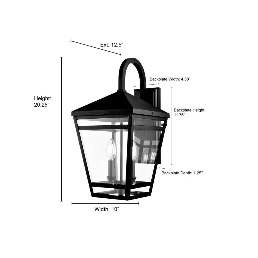 Millennium Lighting Seager 2Lt 20" Outdoor Wall Sconce, Black