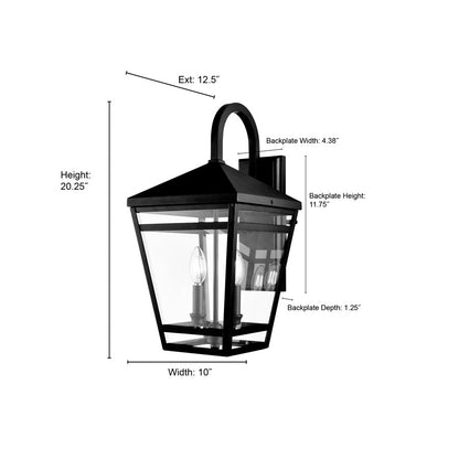 Millennium Lighting Seager 2Lt 20" Outdoor Wall Sconce, Black