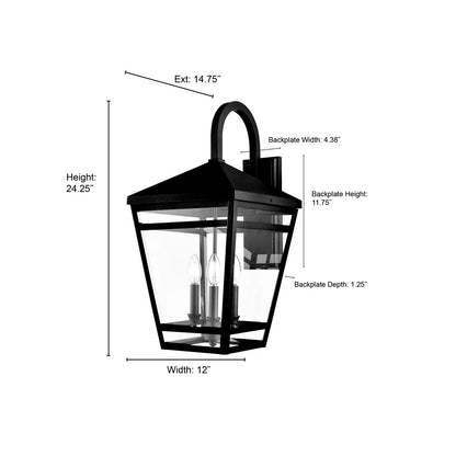 Millennium Lighting Seager 3Lt Outdoor Wall Sconce, Textured Black