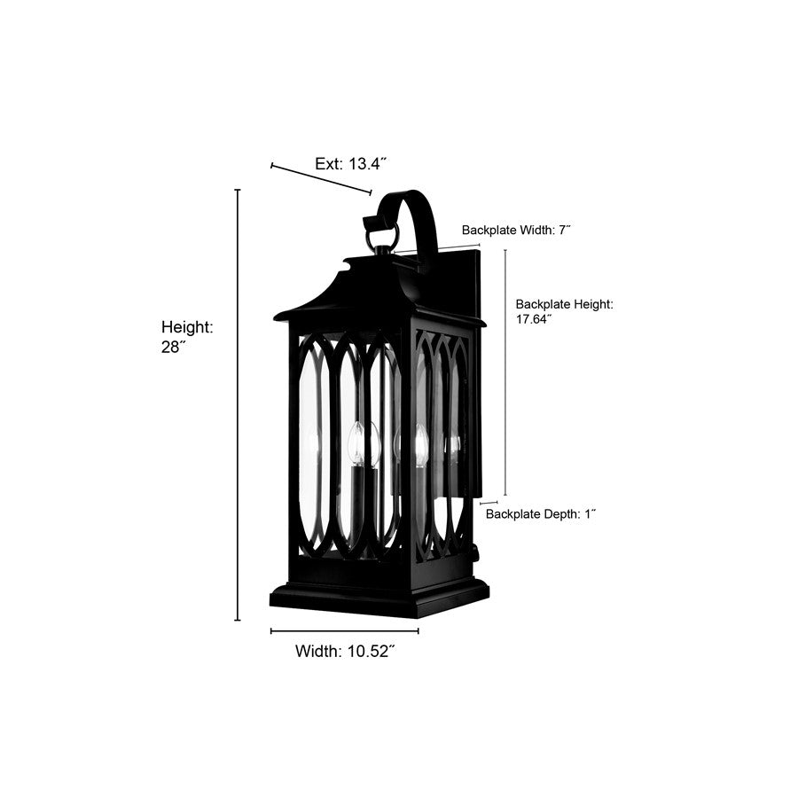 Millennium Lighting Mallorey 3Lt Outdoor Wall Sconce, Black
