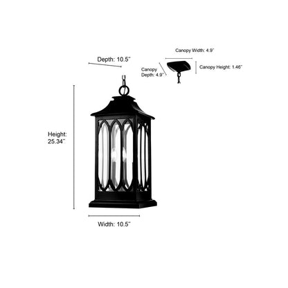 Millennium Lighting Mallorey 3Lt Outdoor Hanging Lantern, Black