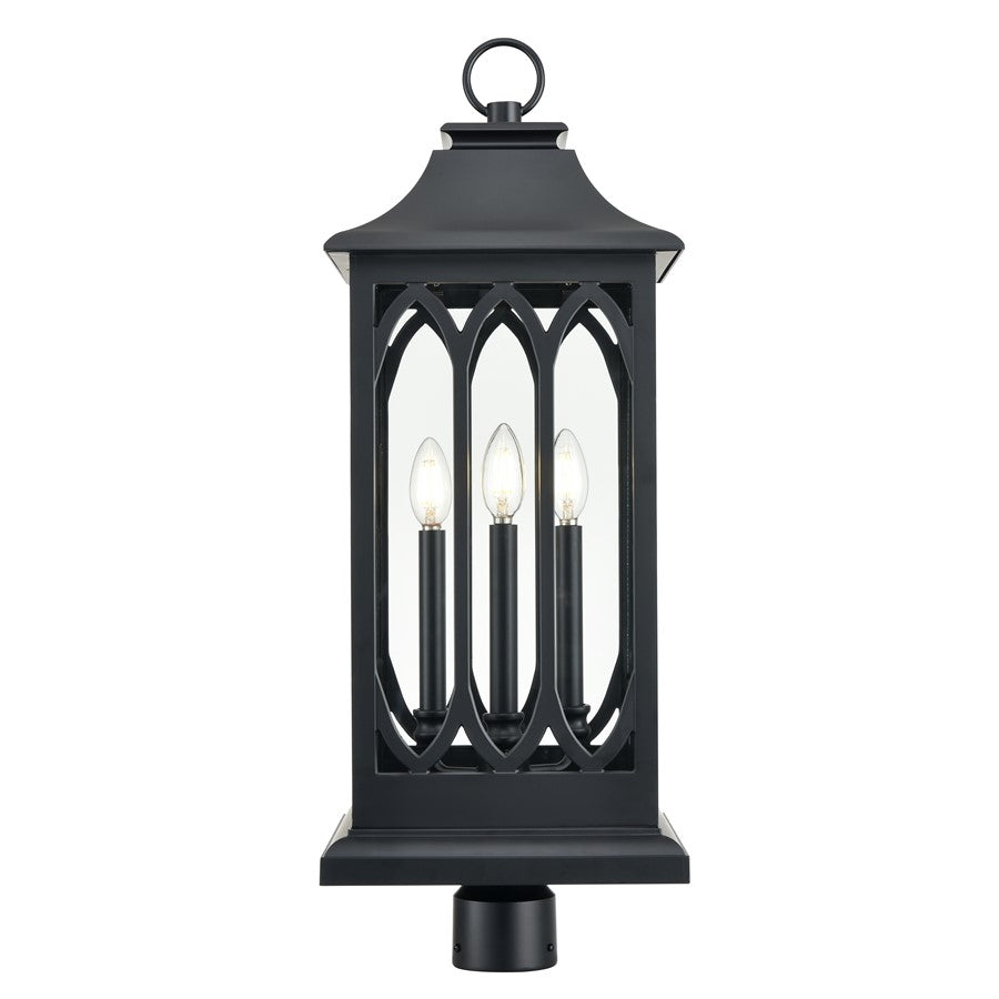 Millennium Lighting Mallorey 3Lt Outdoor Post Lantern, Black - 88105-PBK