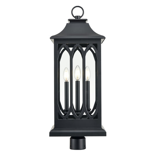 Millennium Lighting Mallorey 3Lt Outdoor Post Lantern, Black - 88105-PBK