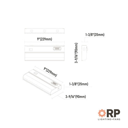 RP Lighting Undercabinet 9" LED Light, White/Frosted