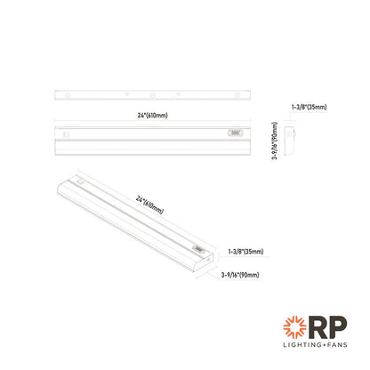 RP Lighting Undercabinet 24" LED Light, White/Frosted