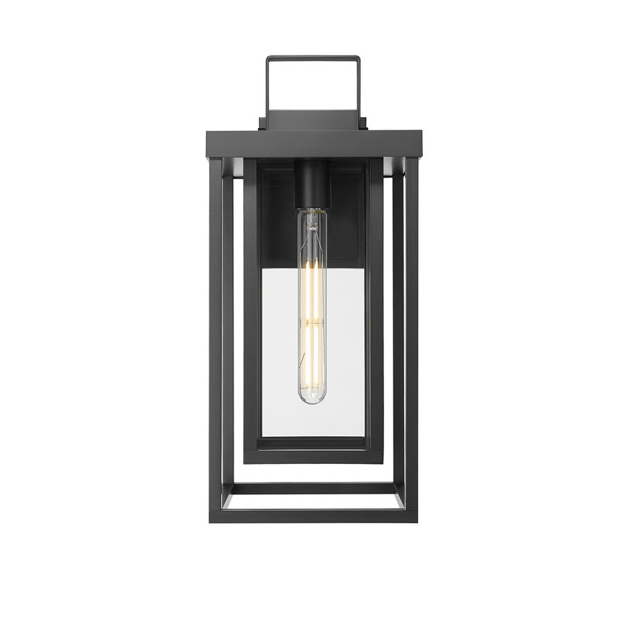 Millennium McDonough 18" High 1Lt Outdoor Wall Lantern, Black/Clear